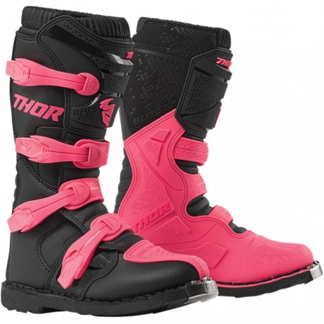BOTAS MUJER THOR BLITZ XP 2022 COLOR NEGRO / ROSA #FUERASTOCK THOR34102227  - MotocrossCenter.com